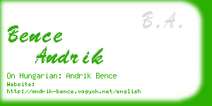 bence andrik business card